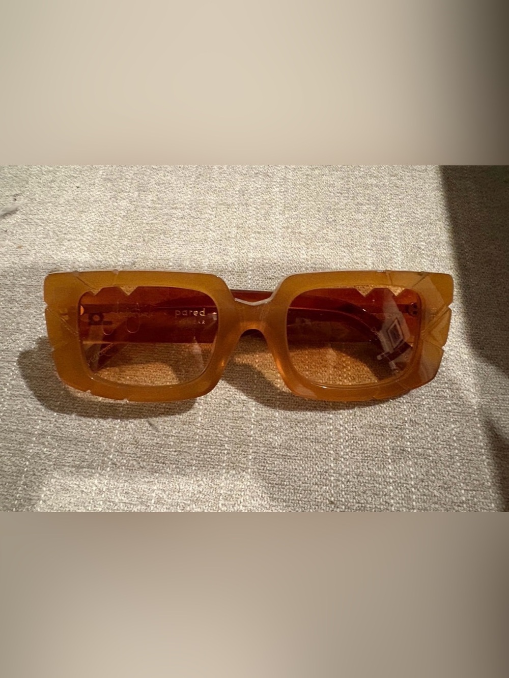 Pared Clear Amber Rectangular Sunglasses- straight and narrow